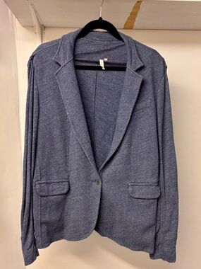 Grey State Blue Knit Single-Button Blazer
